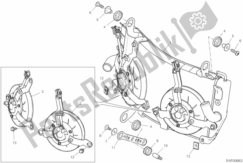 Tutte le parti per il Refrigeratore D'acqua del Ducati Diavel 1260 Thailand 2020